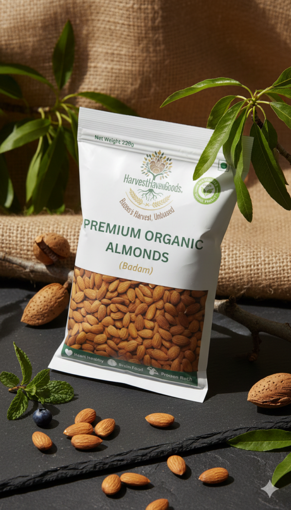 Premium California Organic Almonds (Badam) - Crunchy & Nutritious