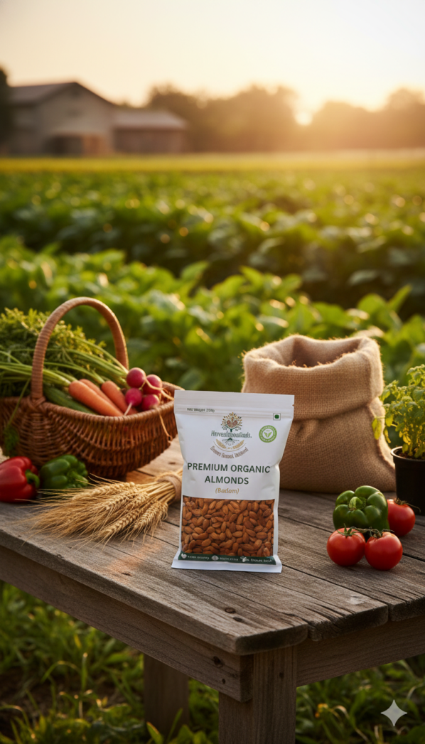 Premium California Organic Almonds (Badam) - Crunchy & Nutritious