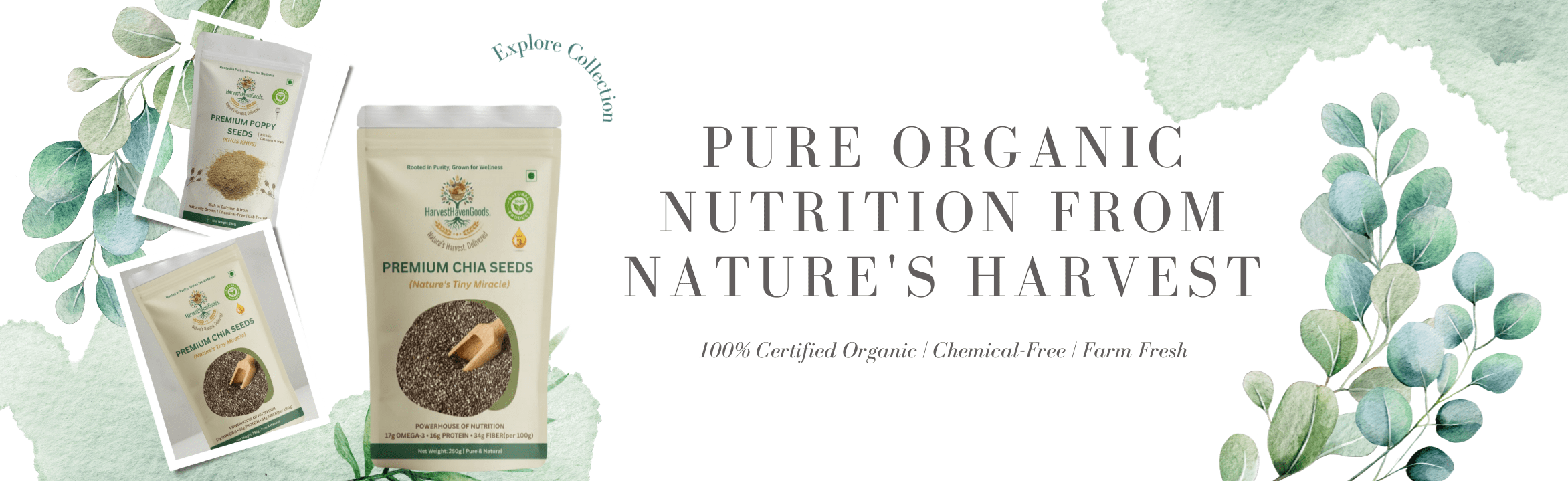 HarvestHavenGoods premium organic seeds and dry fruits including poppy seeds, chia seeds, and almonds, naturally grown and chemical-free.