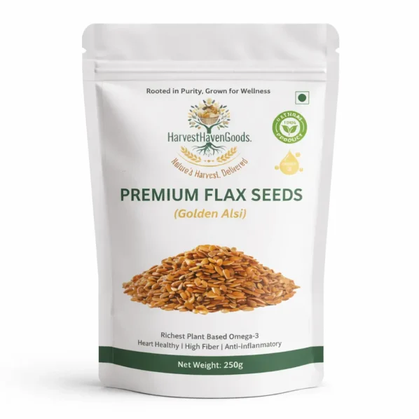 HarvestHavenGoods Premium Flax Seeds (Golden Alsi) – Rich Plant-Based Omega-3