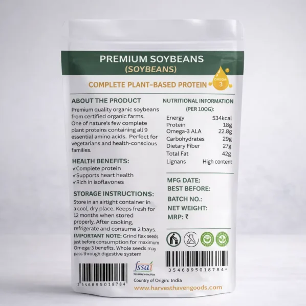 HarvestHavenGoods soybeans nutrition information high protein fiber organic food