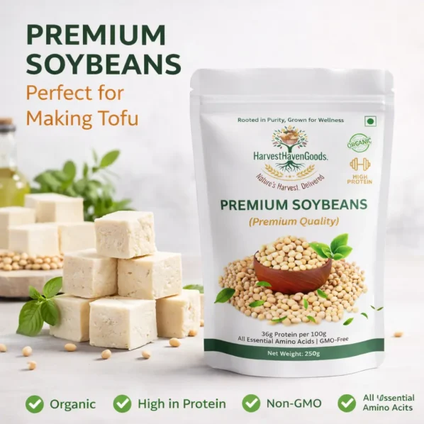 Premium organic soybeans for homemade tofu - HarvestHavenGoods certified organic non-GMO soybeans high in protein and amino acids