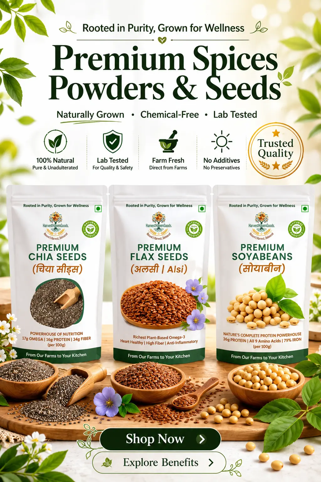 harvesthavengoods chia flax soyabeans mobile banner