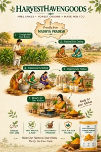 HarvestHavenGoods turmeric powder made from farm-sourced haldi in Madhya Pradesh